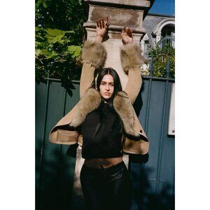 ZARA FITTED 100% SHEEPSKIN SUEDE BLAZER